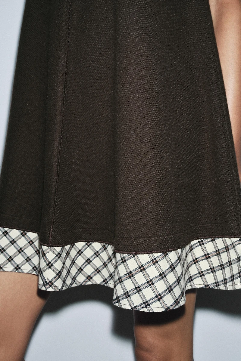 COMBINATION PLAID SHORT DRESS