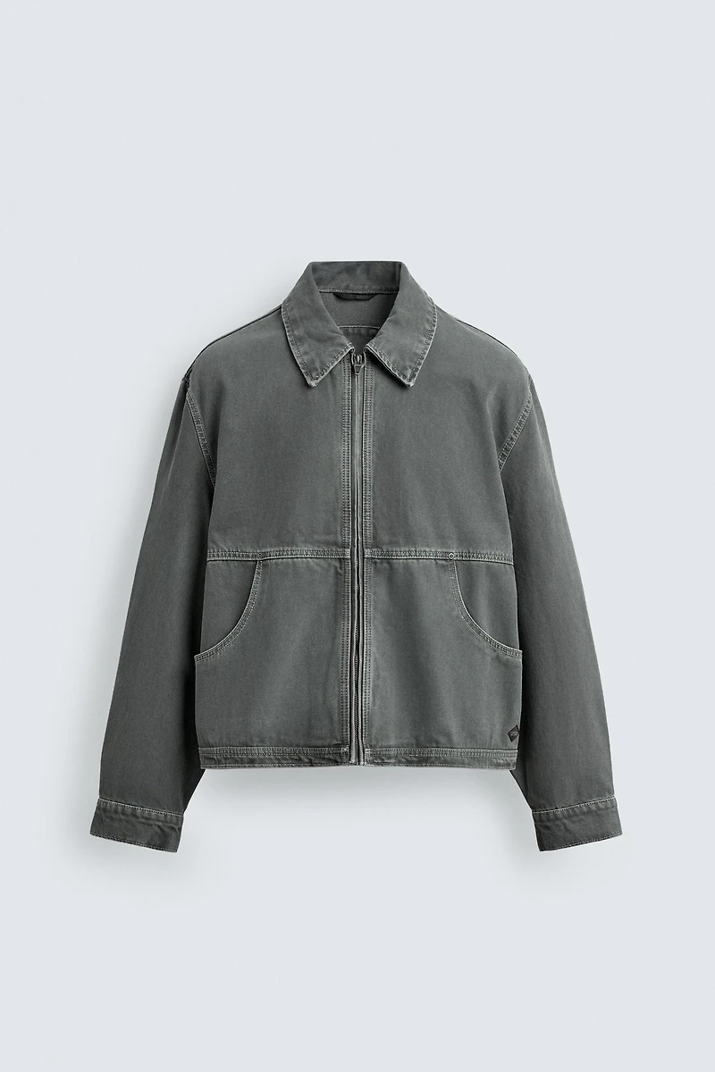 CONTRAST TOPSTITCHING BOXY FIT JACKET
