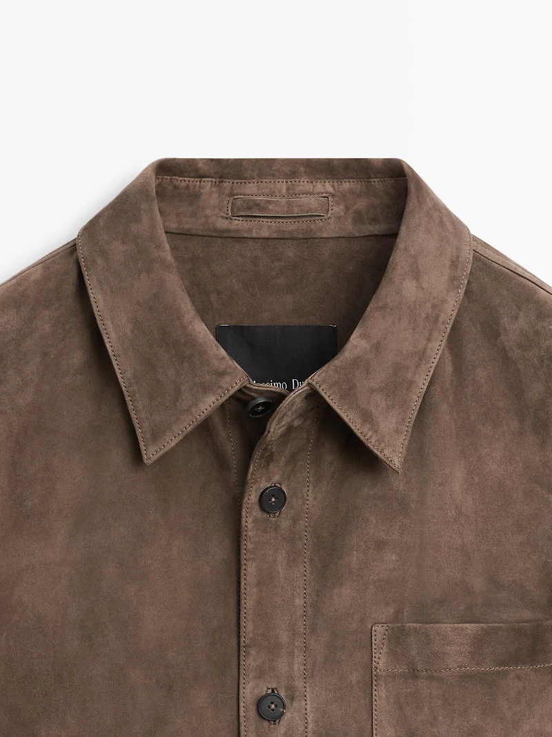 Suede leather overshirt