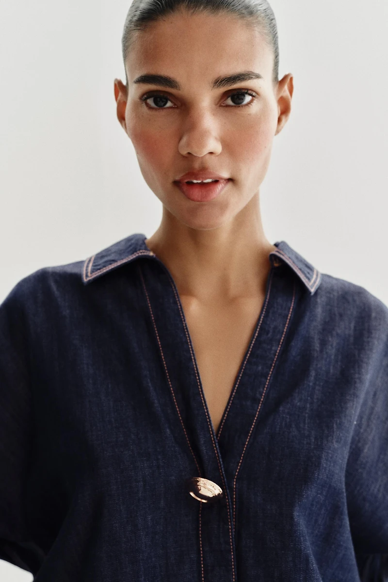 CHEMISE DENIM Z1975 À DÉCOR DORÉ