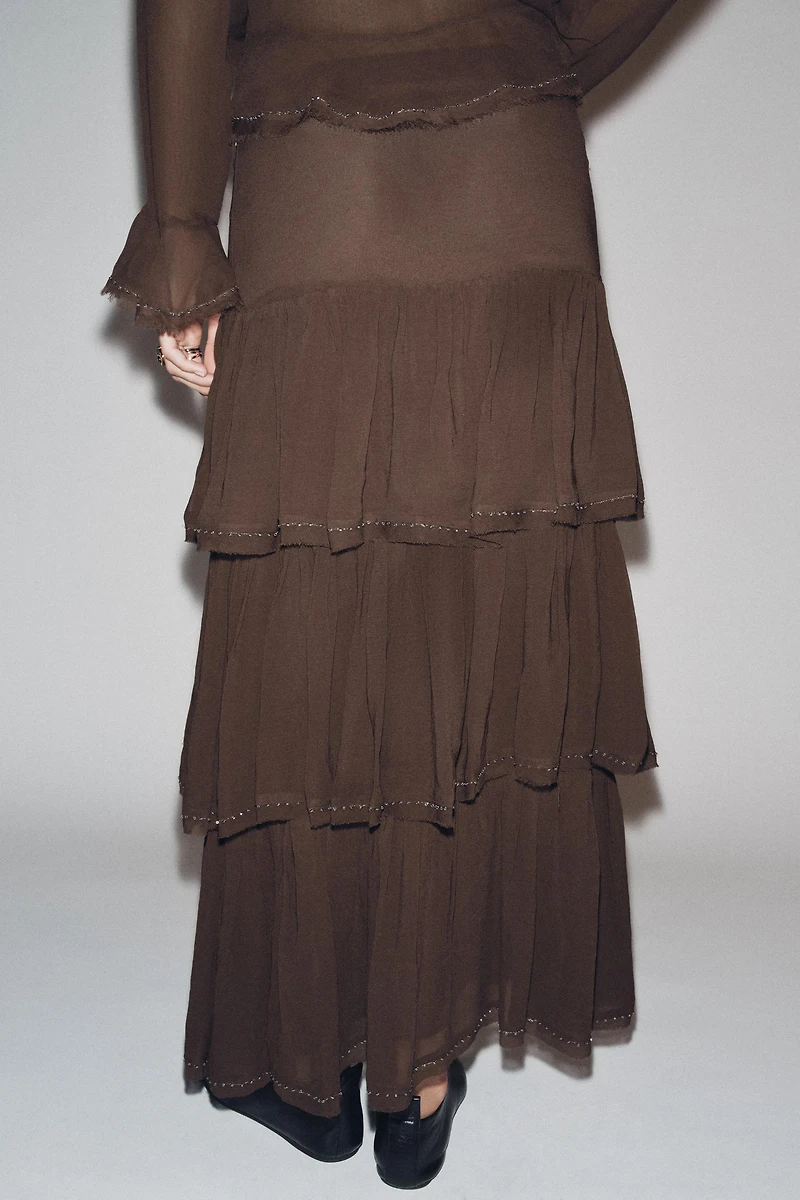 RUFFLED BEADED SKIRT ZW COLLECTION