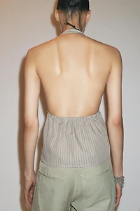 TOP EN POPELINE HALTER RAYÉ