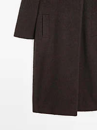 Long double-breasted coat with brushed finish