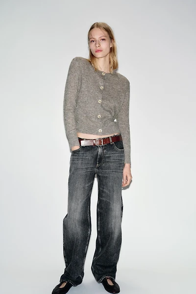 COMBINATION KNIT CARDIGAN WITH BELT