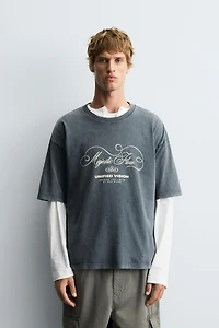 T-SHIRT DÉLAVÉ IMPRIMÉ TEXTES