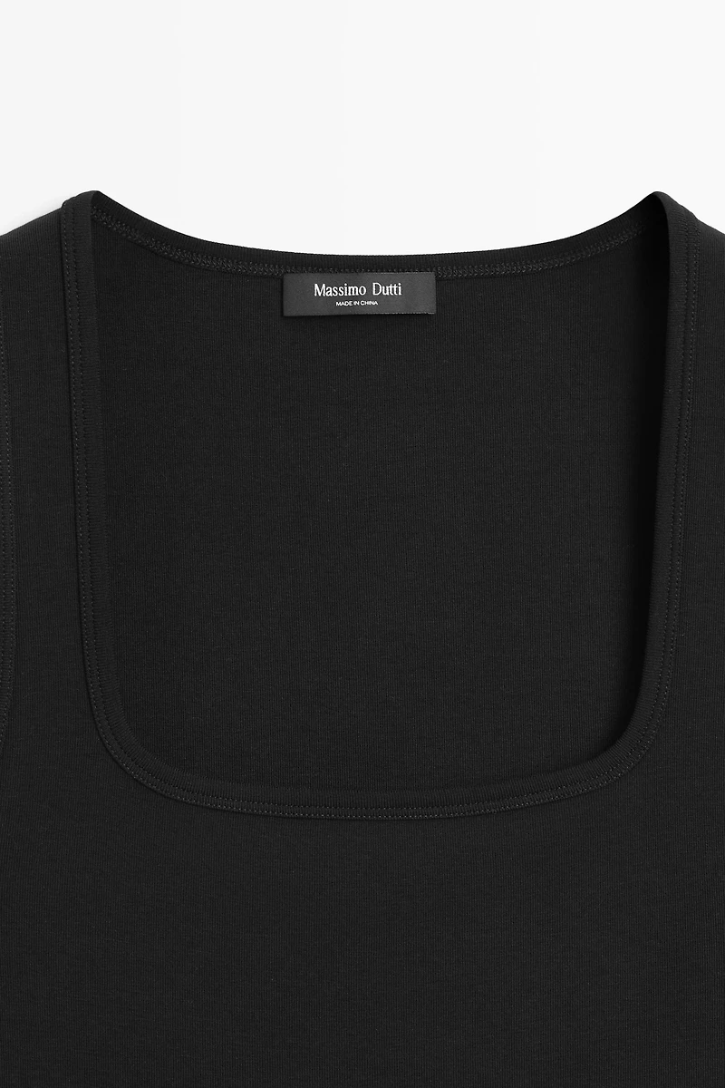 Cotton blend square neck top