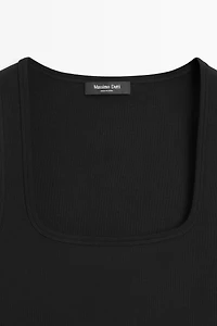 Cotton blend square neck top