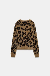 ANIMAL JACQUARD KNIT CARDIGAN