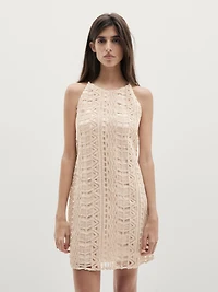 Short openwork dress with metallic detail