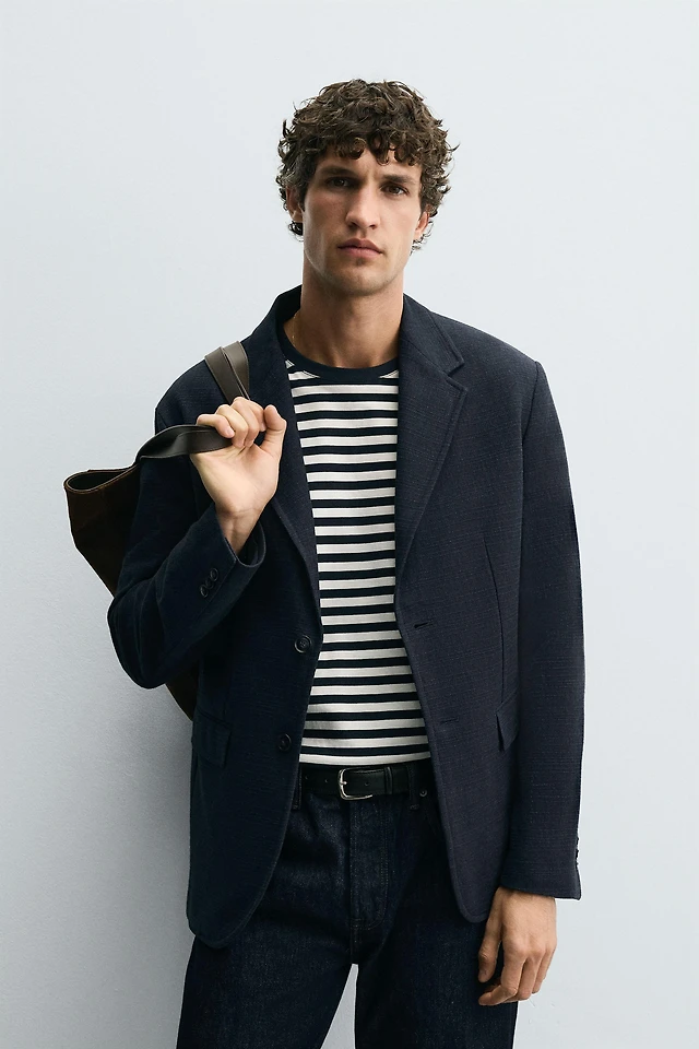 Zara TEXTURED REGULAR FIT BLAZER Square One