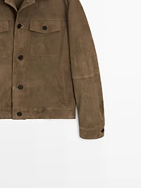Distressed effect leather jacket with pockets