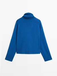 Wool blend knit sweater with high neck