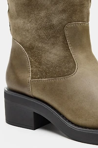 COMBINED LEATHER BOOTS