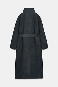 SOFT HIGH-NECK BELTED COAT