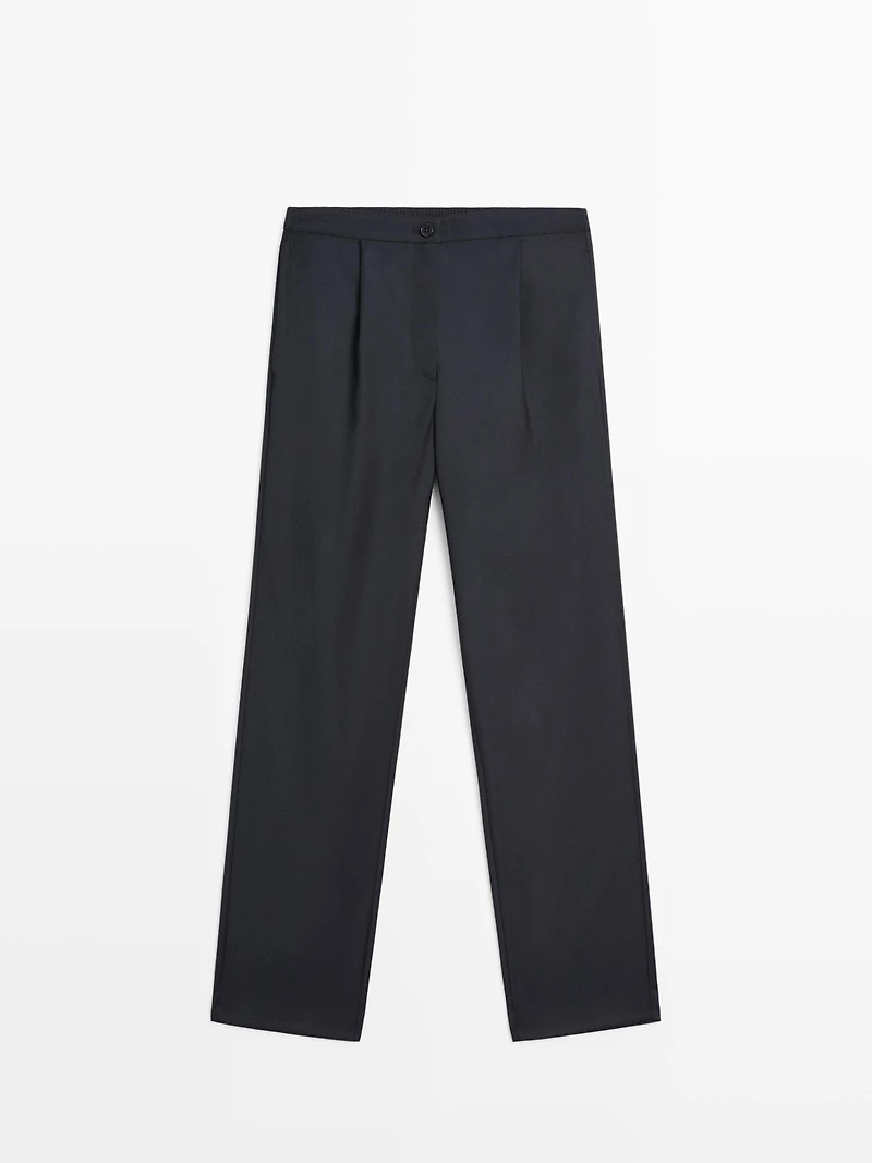 Pantalon à pinces et taille élastique