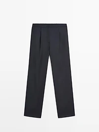 Pantalon à pinces et taille élastique