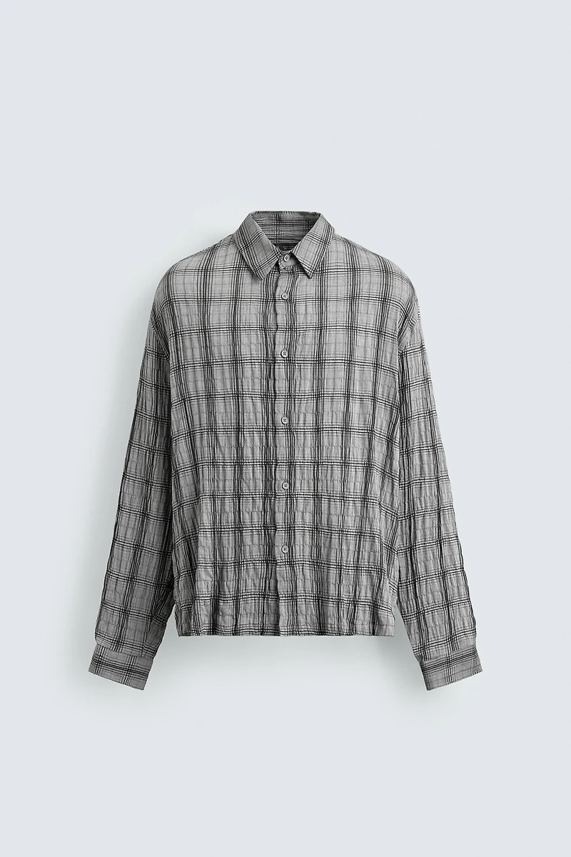 EMBOSSED PLAID SHIRT