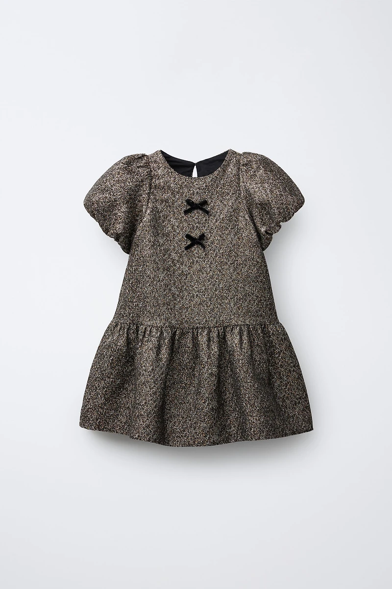 SPARKLY VELVET BOW DRESS