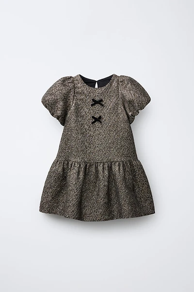 SPARKLY VELVET BOW DRESS