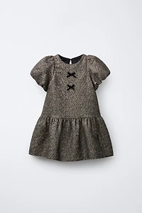 SPARKLY VELVET BOW DRESS