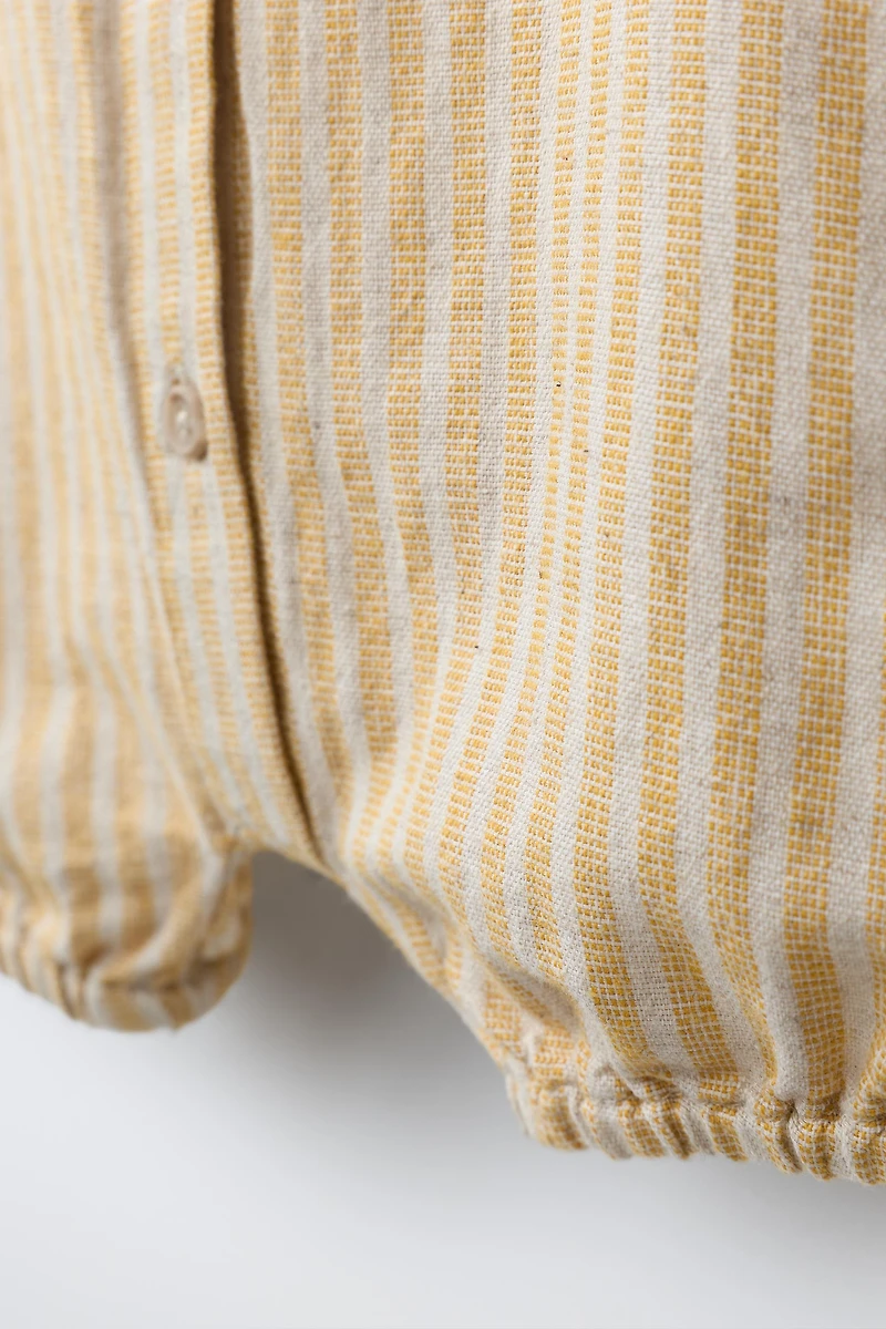 COTTON AND LINEN STRIPED ROMPER