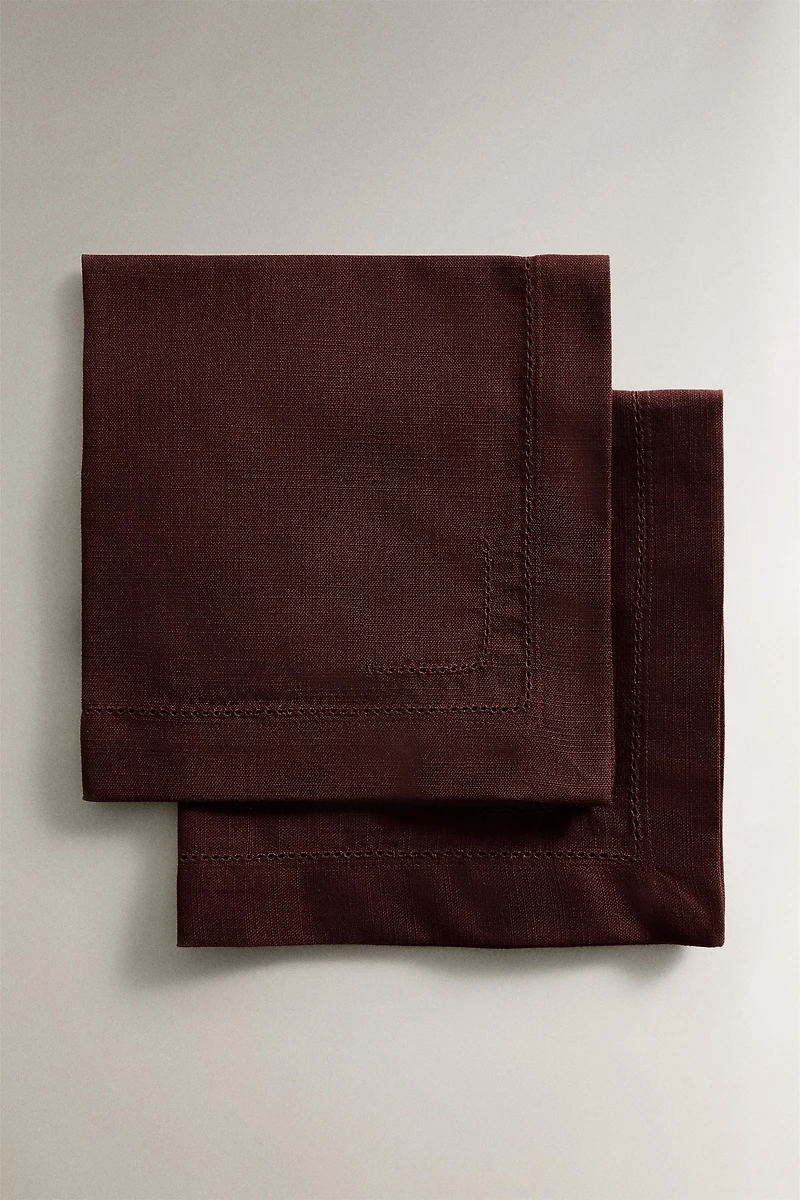 SET OF HEMSTITCHED COTTON NAPKINS (SET 2)