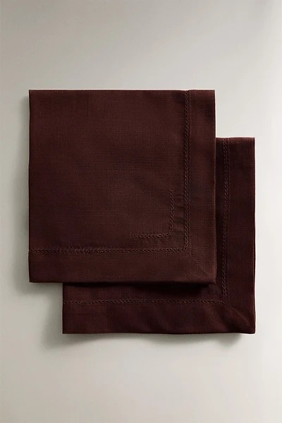 SET OF HEMSTITCHED COTTON NAPKINS (SET 2)
