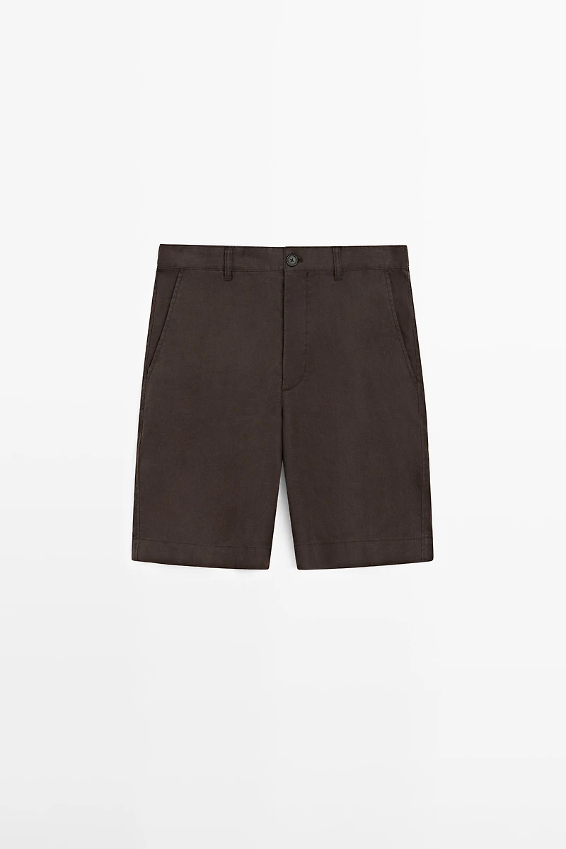 100% linen total look Bermuda shorts