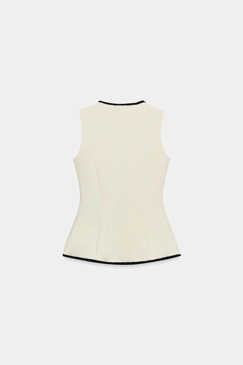 CONTRAST PIPING FROG FASTENING TOP