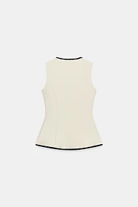 CONTRAST PIPING FROG FASTENING TOP