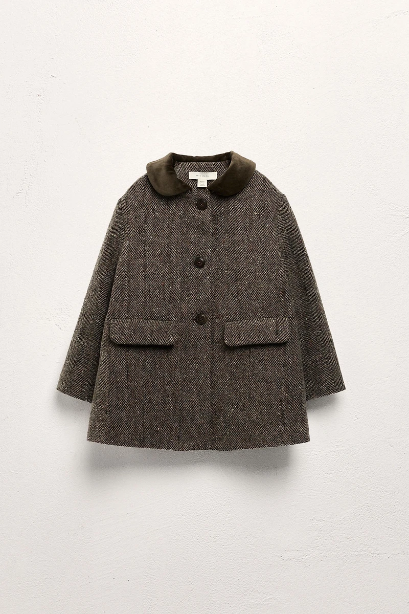 2-5 YEARS / VELVET COLLAR WOOL BLEND COAT LIMITED EDITION