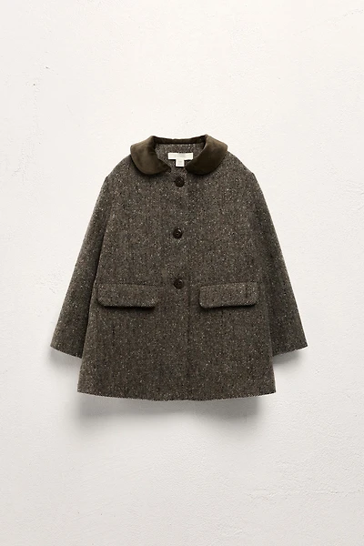 2-5 YEARS / VELVET COLLAR WOOL BLEND COAT LIMITED EDITION