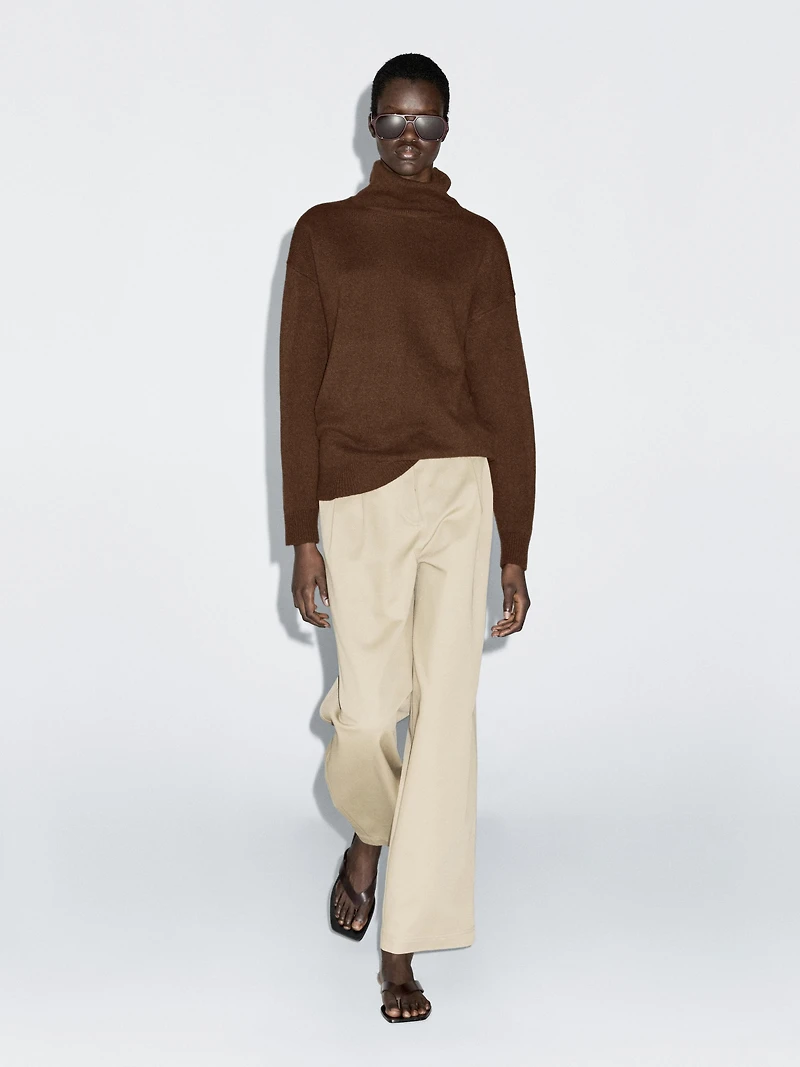 Wool blend knit turtleneck sweater