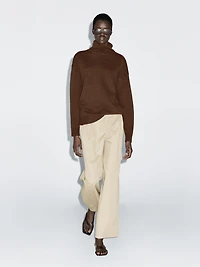 Wool blend knit turtleneck sweater