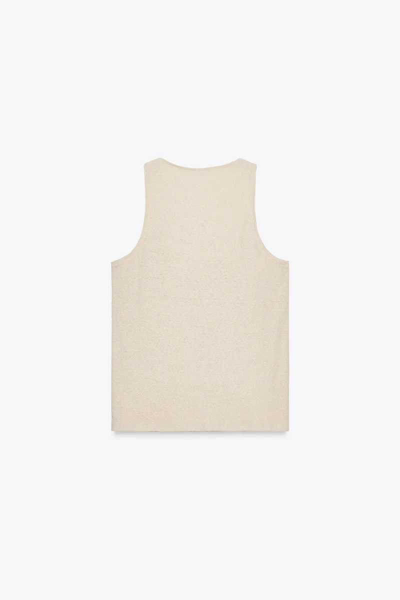 LINEN AND COTTON BLEND STRAPPY TOP