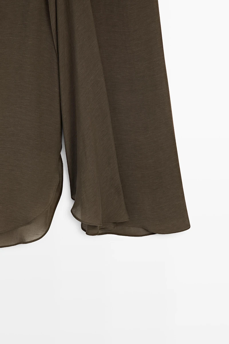 Semi-sheer linen blend skort