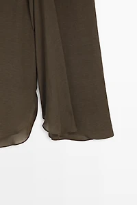 Semi-sheer linen blend skort