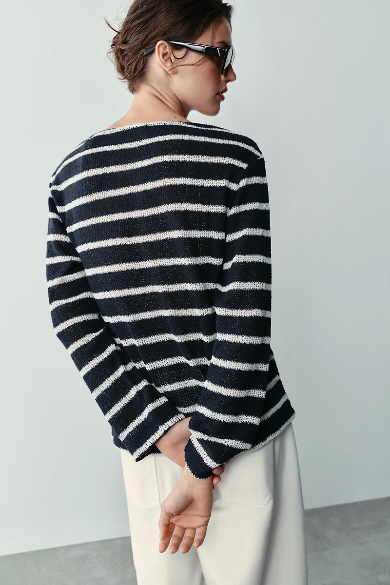 STRIPED HENLEY T-SHIRT