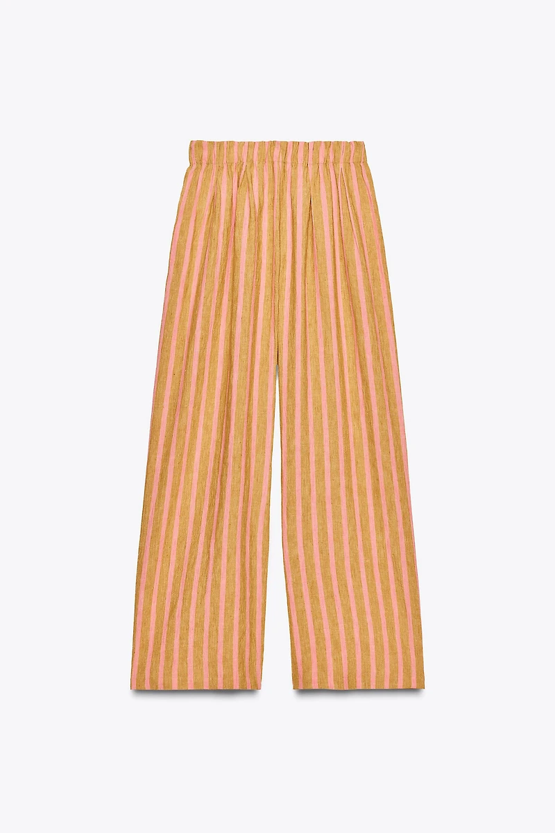 STRIPED LINEN BLEND PANTS ZW COLLECTION