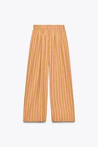 STRIPED LINEN BLEND PANTS ZW COLLECTION