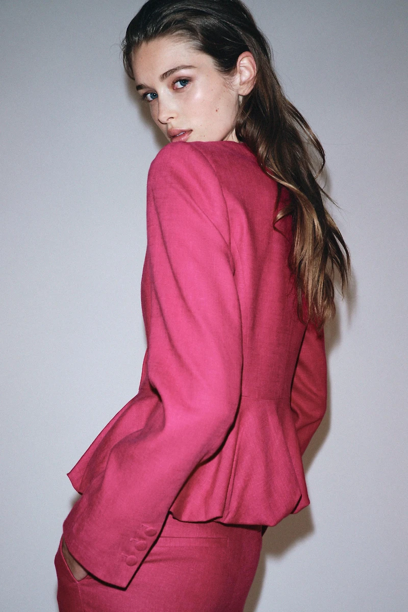 LINEN PEPLUM BLAZER