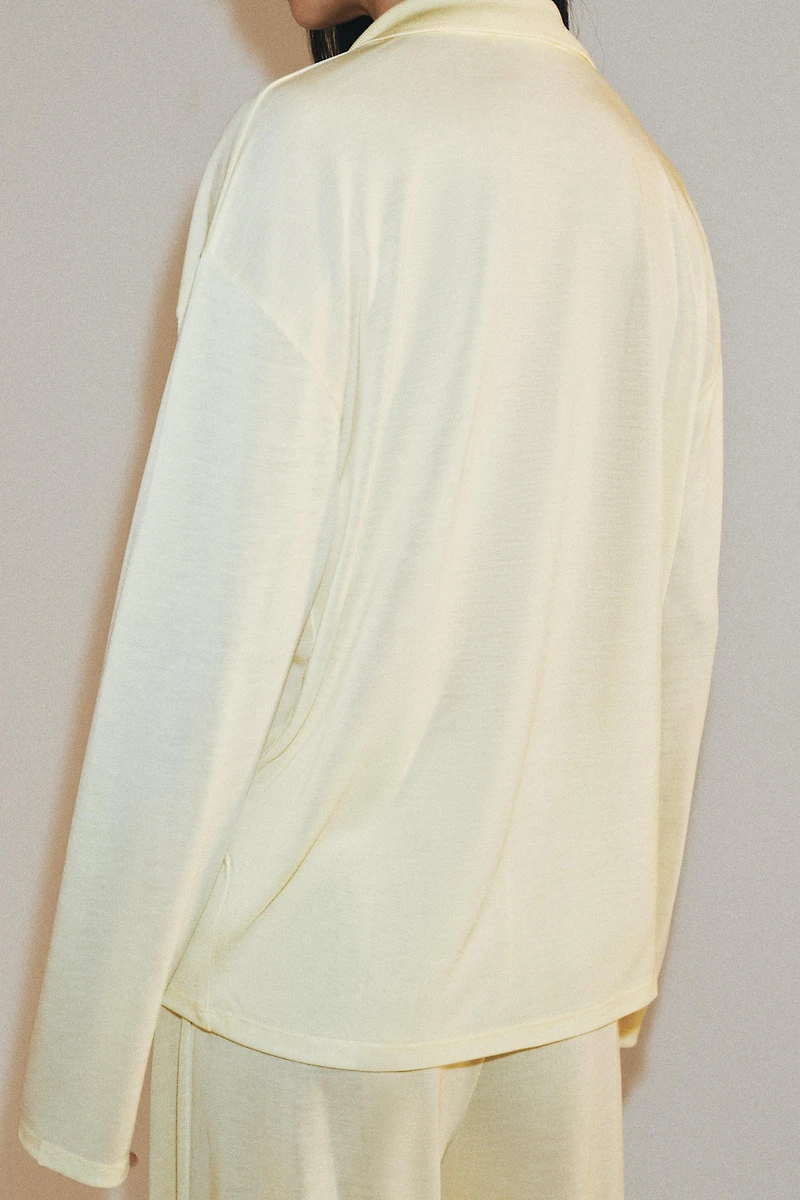 LONG SLEEVE FLOWY POLO SHIRT