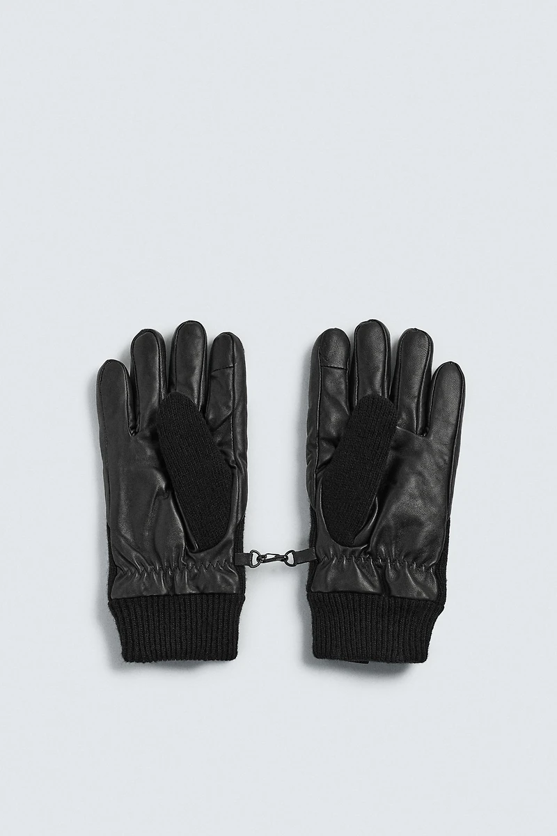 GANTS EN CUIR BIMATIÈRE AVEC MAILLE