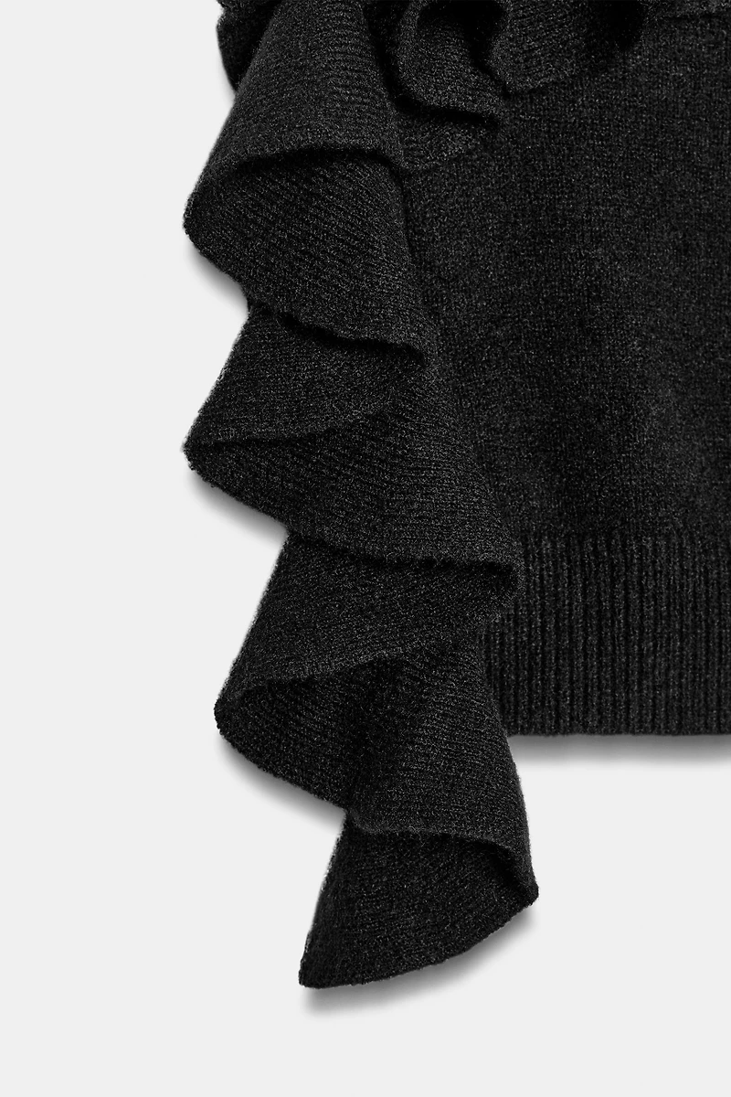ASYMMETRIC RUFFLED KNIT JUMPER