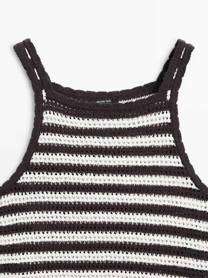 Crochet top with striped detail