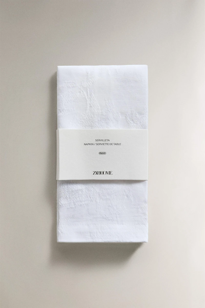 LOT DE 2 SERVIETTES DE TABLE EN COTON JACQUARD
