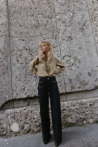 Z1975 WIDE LEG MID-RISE CHAIN JEANS