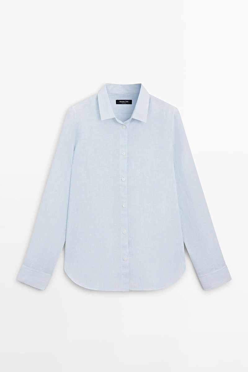 Flowing pinstriped 100% linen shirt
