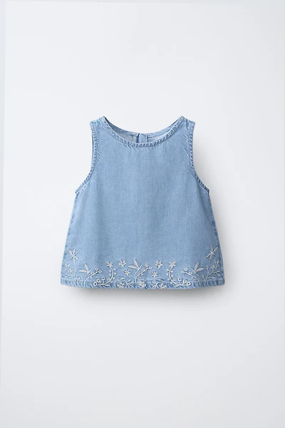 TOP EN JEAN BRODÉ