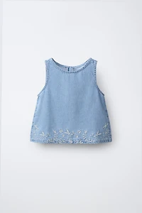 TOP EN JEAN BRODÉ